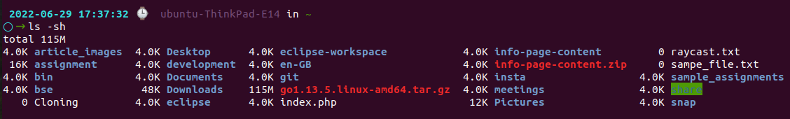 linux command ls sh 1
