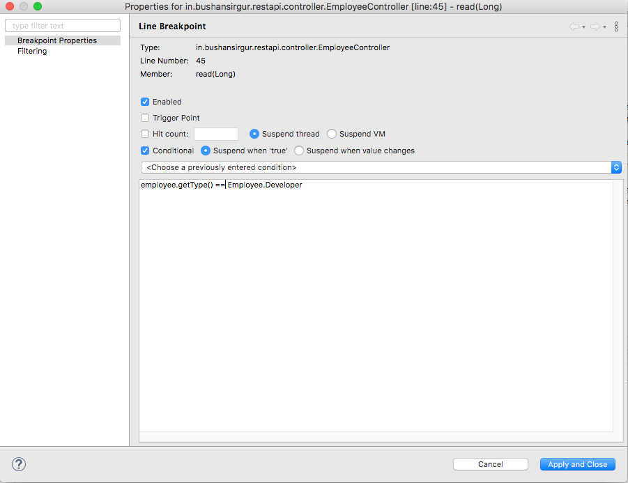 Conditional Breakpoint