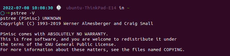 pstree -V command