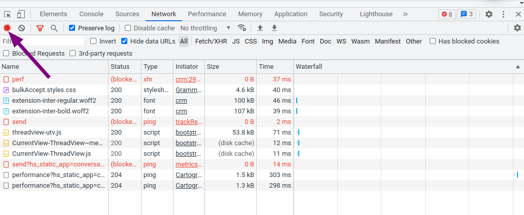 Recording network calls