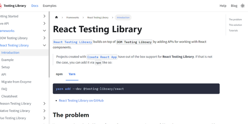 React testing library