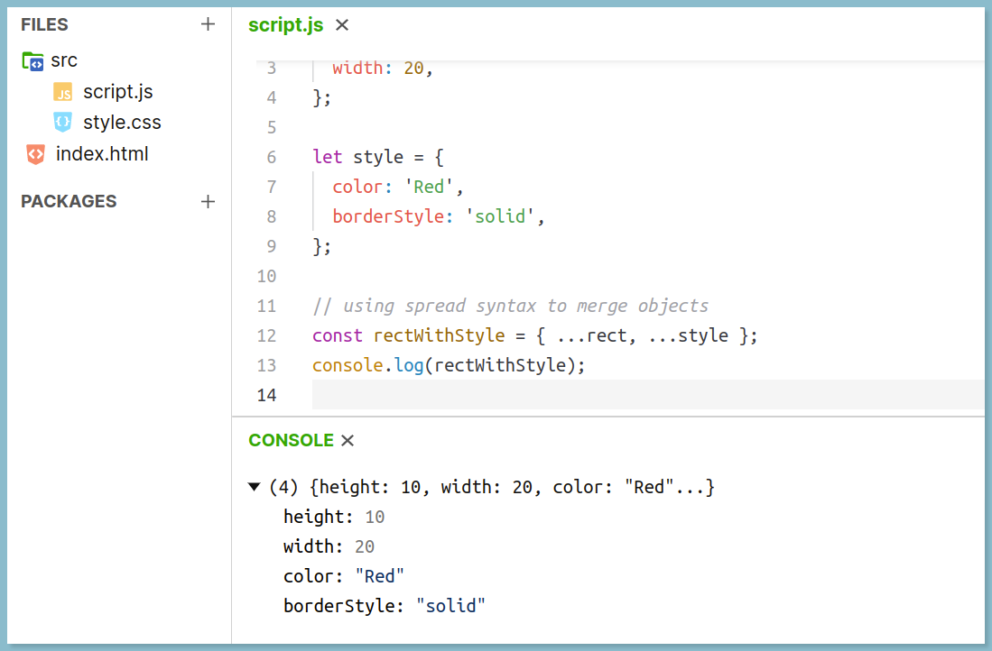 Object cloning using spread syntax