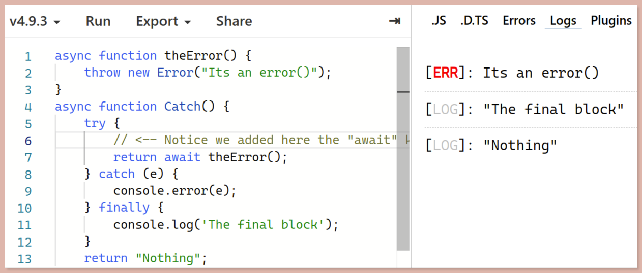 Error Handling in async/await