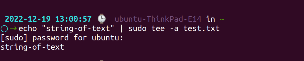 Adding text using echo command in Linux