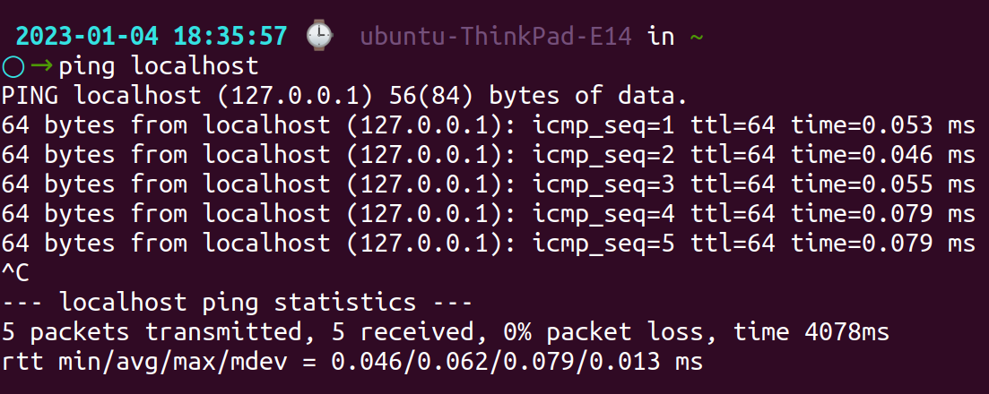 ping localhost command in Linux