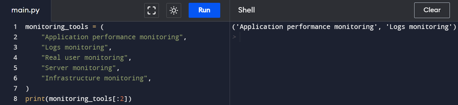 Tuple Slicing Example 2