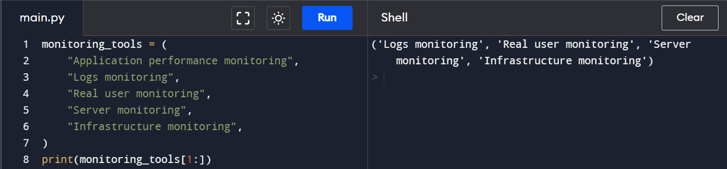 Tuple Slicing Example 3