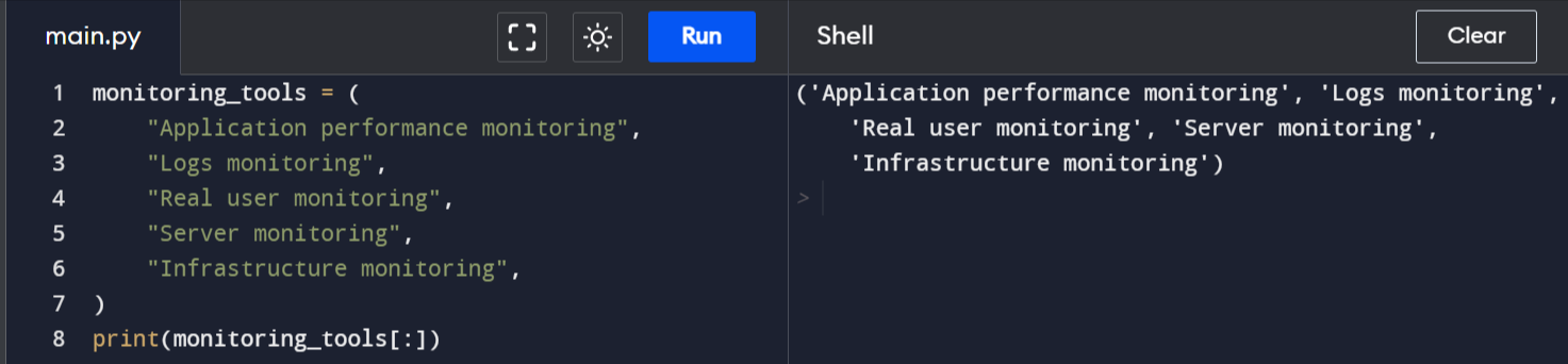 Tuple Slicing Example 4