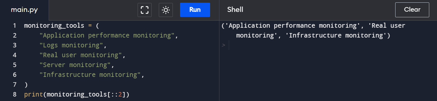 Tuple Slicing Example 5