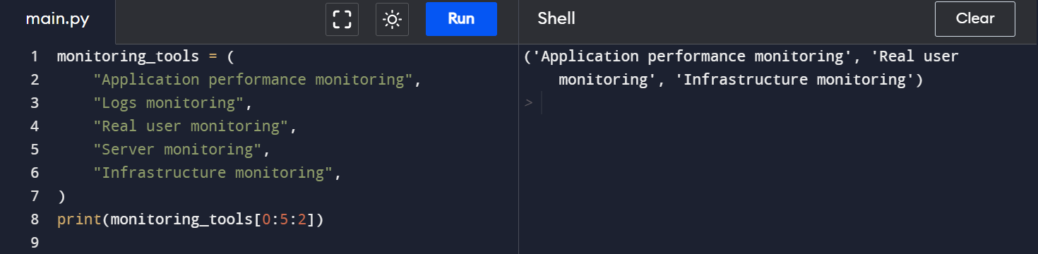 Tuple Slicing Example 6