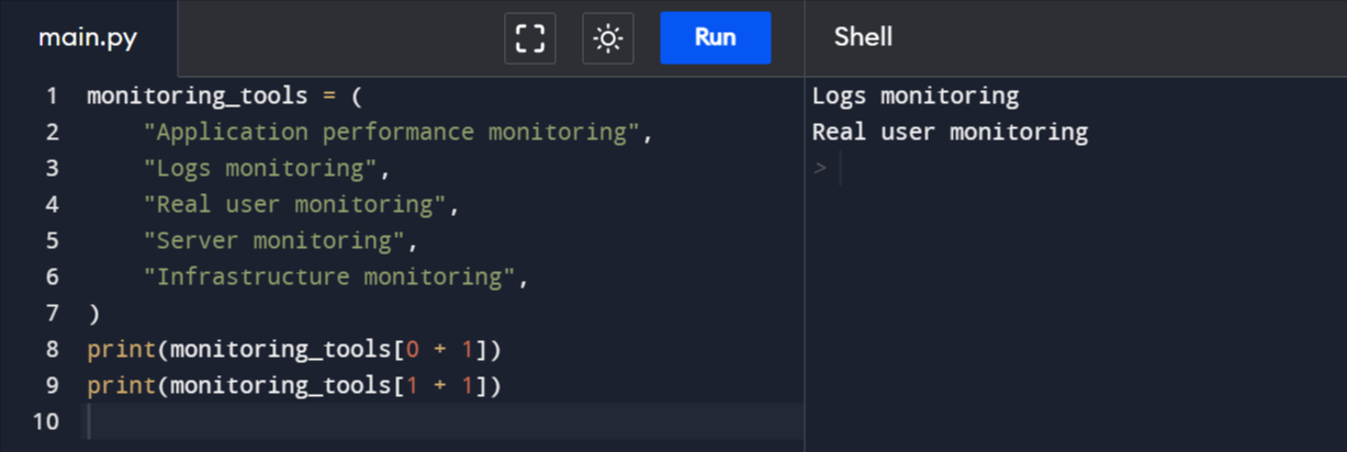  Tuple Indexing Example 2