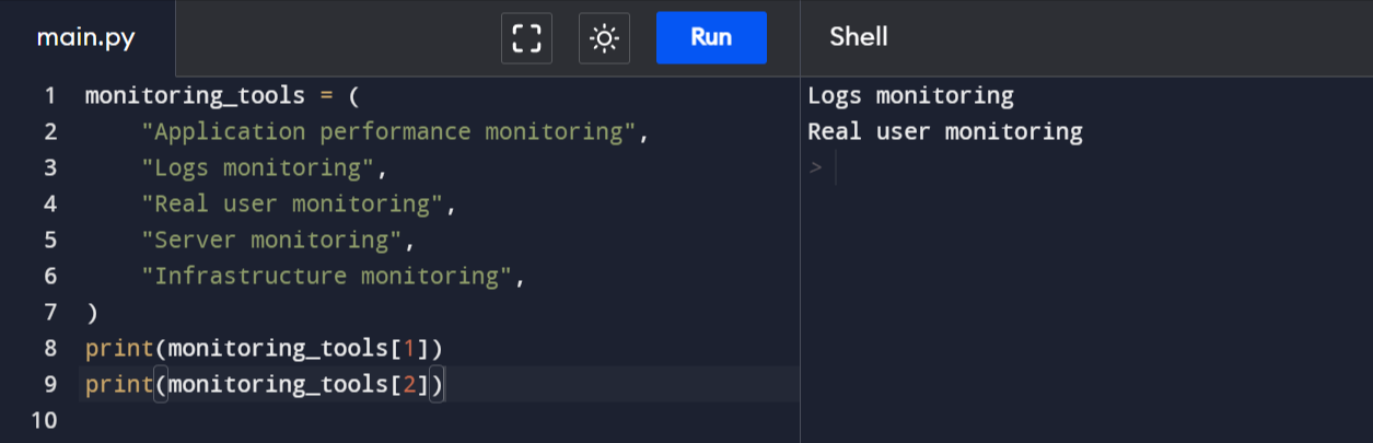  Tuple Indexing Example 1