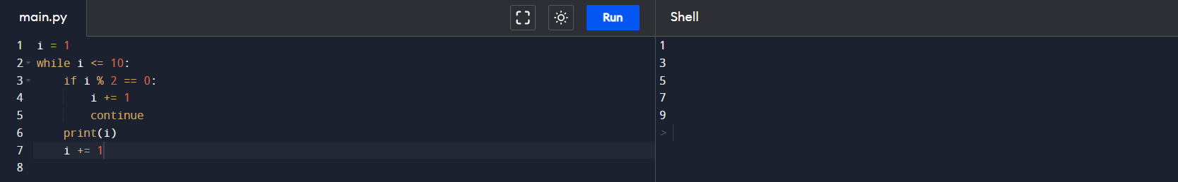 Continue inside while Loop