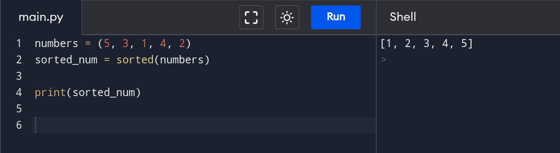 Tuple Sorted in Python Example 1