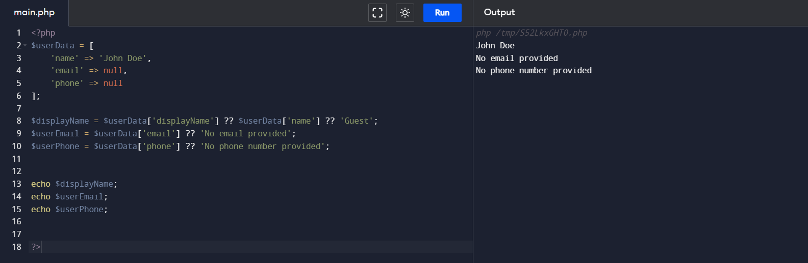 shorthand assignment php