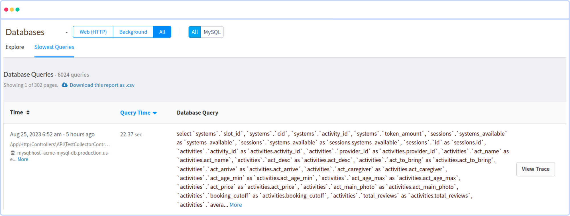 Atatus MySQL Slow Queries