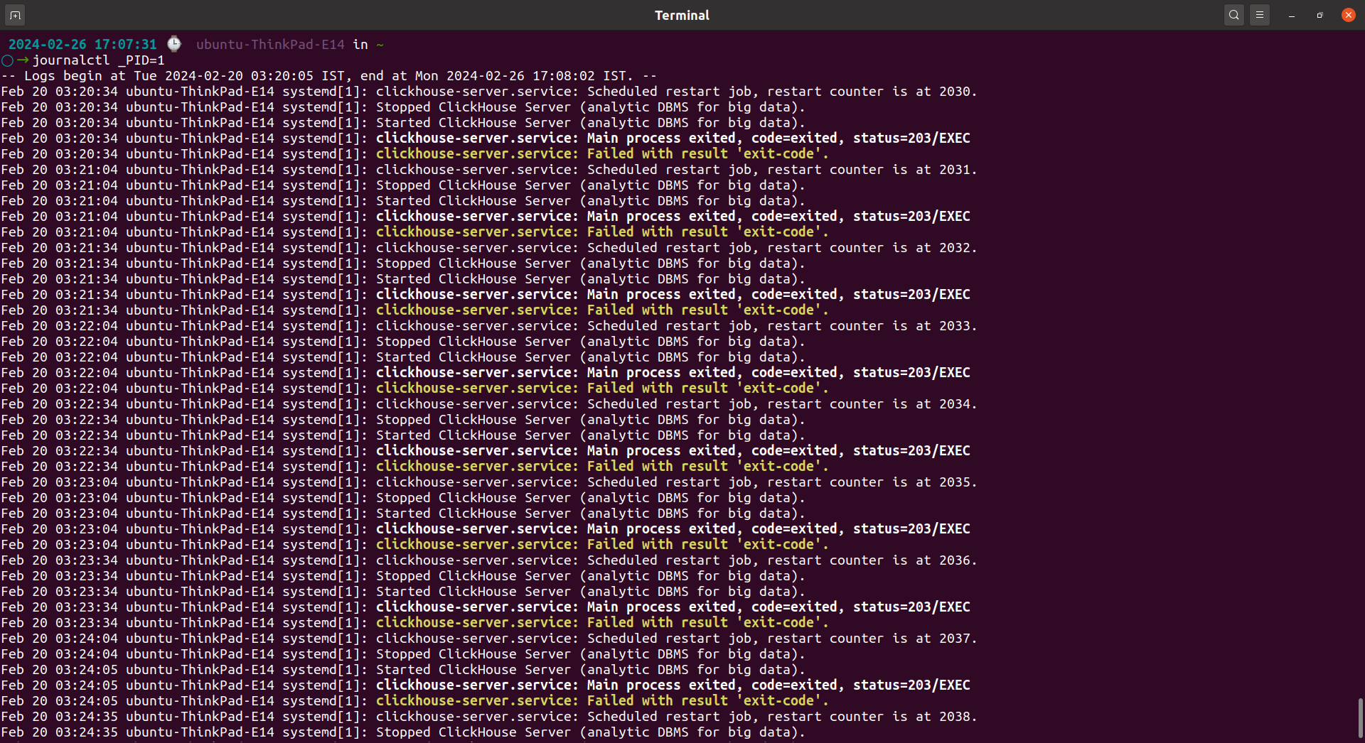 journalctl _PID=1 - Output