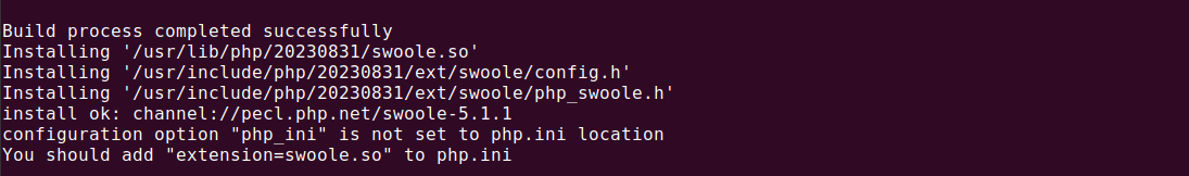 PHP Swoole Installation Successful