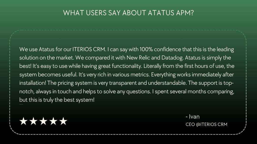 User Review for Atatus APM
