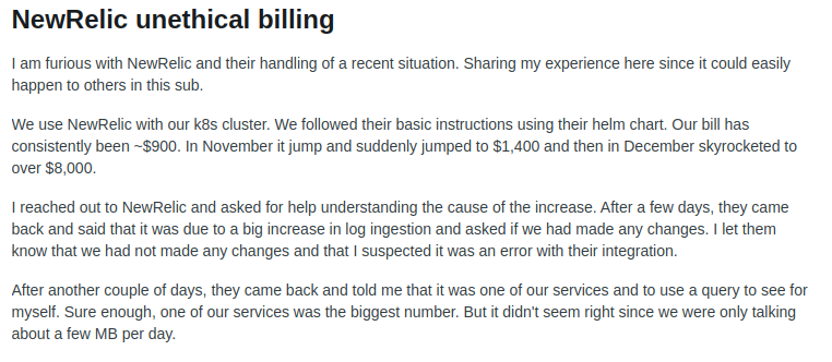 NewRelic unethical billing