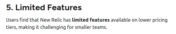 New Relic - limited features