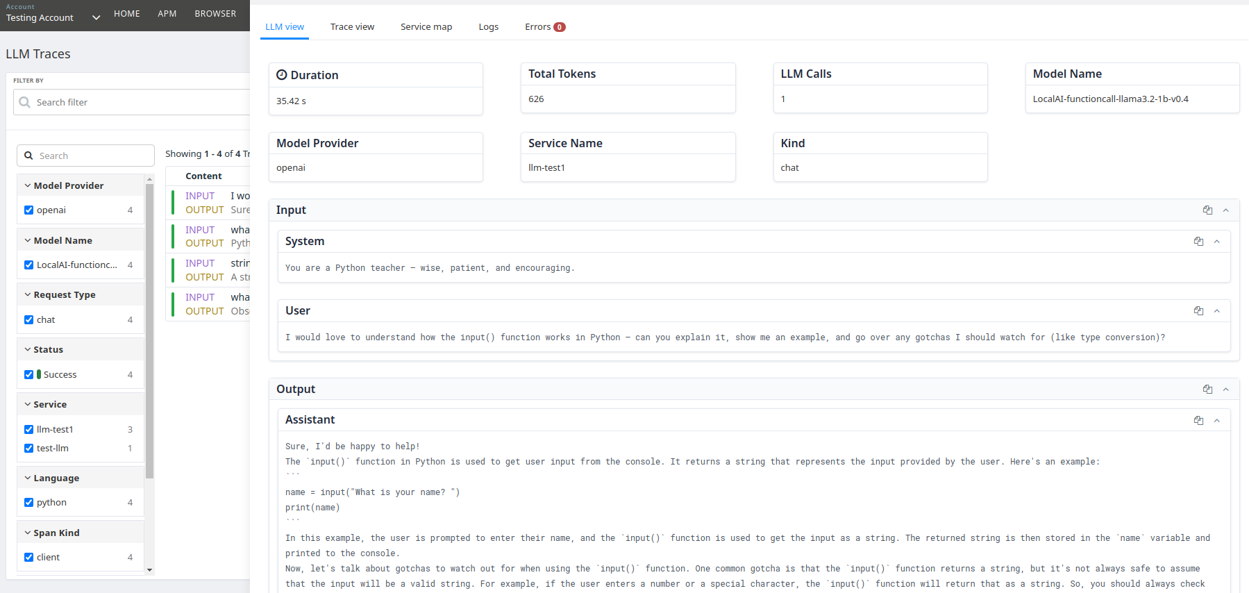 LLM Monitoring Support