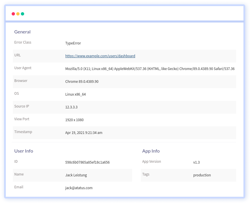 Javascript Error Tracking - Find which user actions lead to exceptions