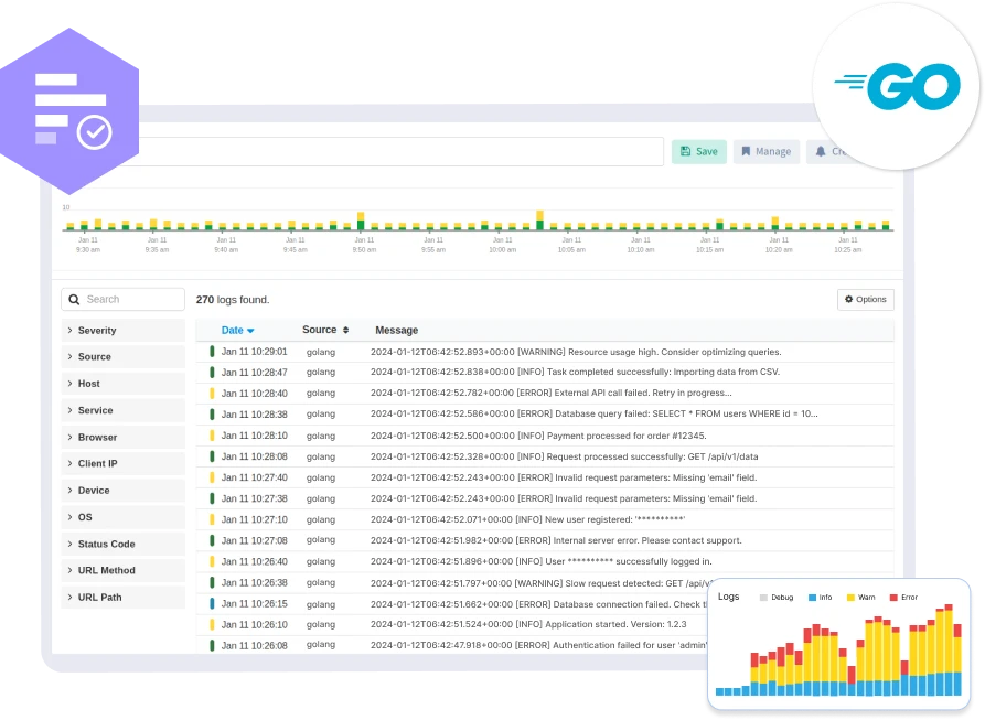 Golang Logs Monitoring