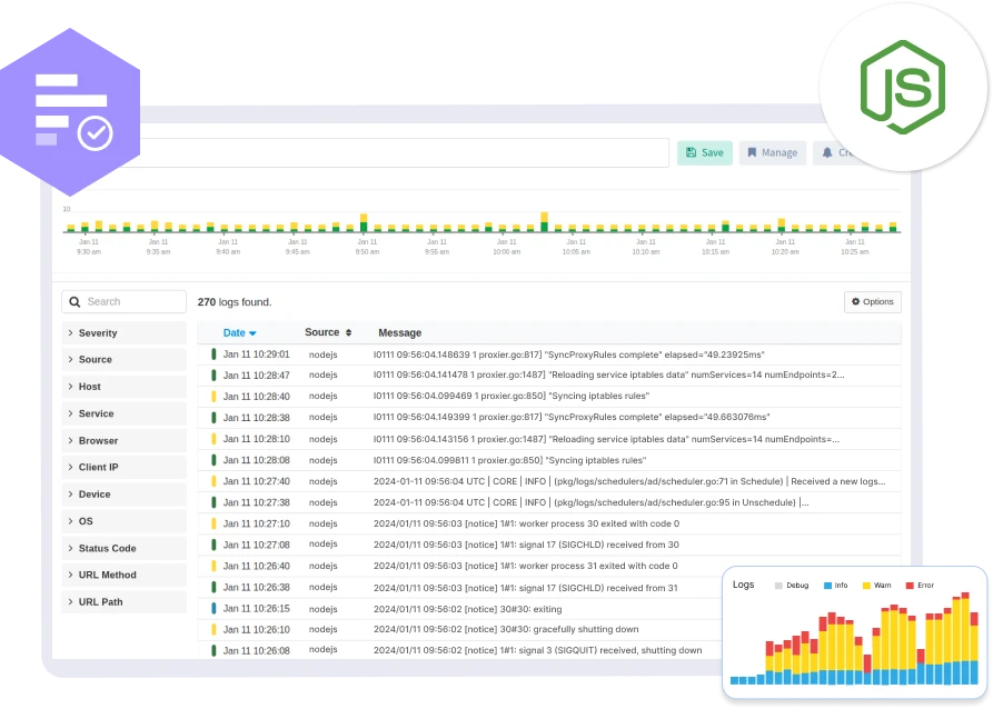 Node.js Logs Monitoring